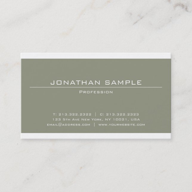 Elegant Clean Modern Plain Professional Luxury Business Card (Front)