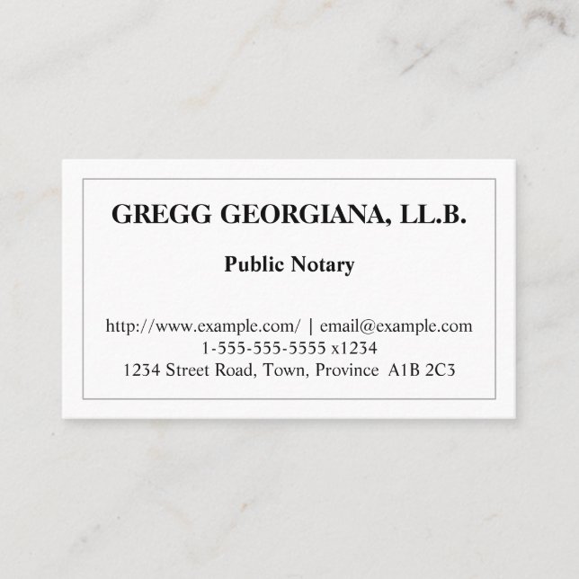 Elegant & Clean Public Notary Business Card (Front)