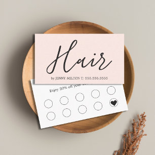 Elegant Clean Rose White Bold Hair Stylist Business Card