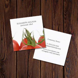 Elegant Clean Tomato Photo Personal Chef Square Business Card