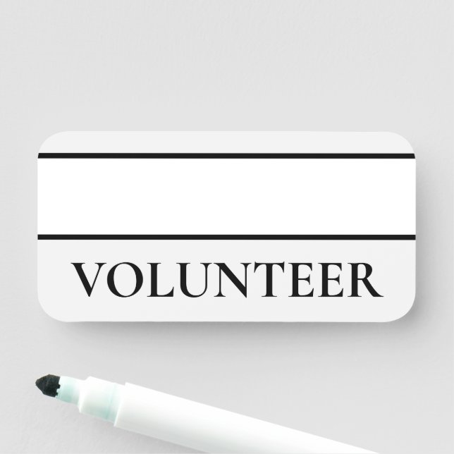 Elegant, Clean "VOLUNTEER" Name Tag (In Situ)