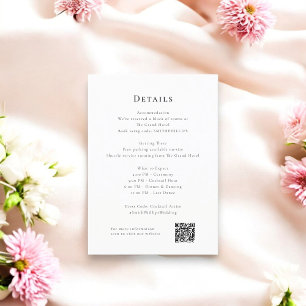 Elegant clean wedding details qr code  Enclosure Card