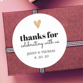 Elegant Clean Wedding Thank You Classic Round Sticker