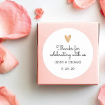 Elegant Clean Wedding Thank You Classic Round Sticker<br><div class="desc">Elegant fully customisable sticker template with faux gold heart icon.</div>