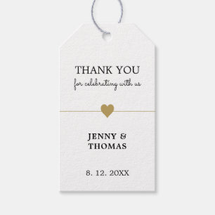 Elegant Clean White Faux Gold Heart Thankyou Class Gift Tags