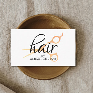 Elegant Clean White Faux Gold Scissors Hairstylist Business Card