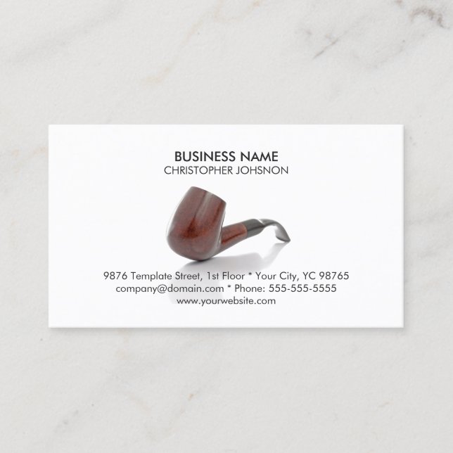 Elegant Clean White Pipe Photo Business Card (Front)