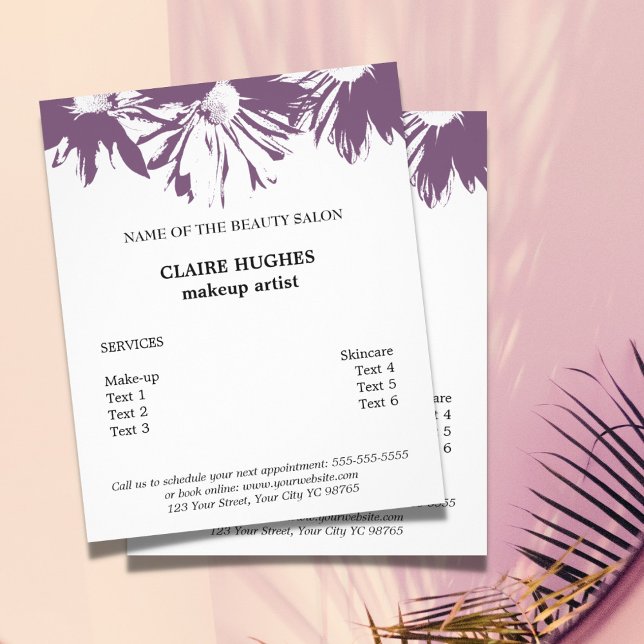 Elegant Clean White Purple Floral Beauty Salon Flyer (Creator Uploaded)