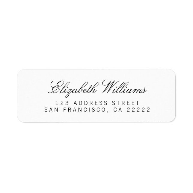 Elegant Clean White Simple Return Address Labels (Front)