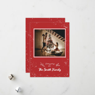 Elegant clean winter red holiday illustrated card