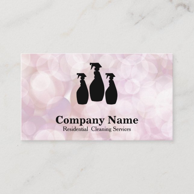 Elegant Cleaning Service Glitter Watercolor Busine Business Card (Front)