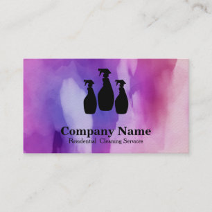 Elegant Cleaning Service Watercolor Business Card
