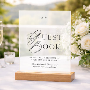 Elegant Clear Acrylic Guest Book Sign