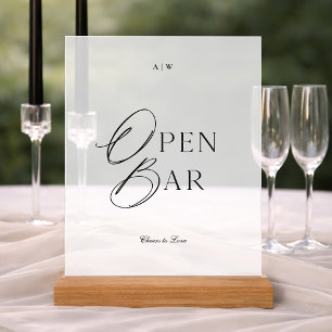 Elegant Clear Acrylic Open Bar Sign