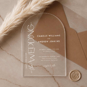 Elegant Clear Acrylic Wedding Invitation with Arch