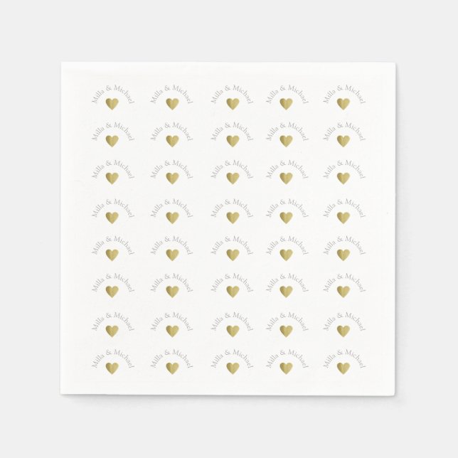 elegant, clear and simple monogram of love, white napkin (Front)