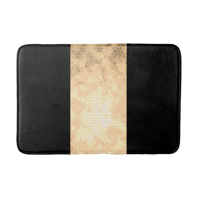 elegant clear faux gold and black stripes bath mat (Front)