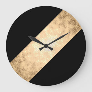 elegant clear faux gold and black stripes large clock
