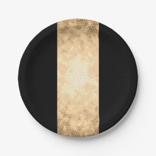 elegant clear faux gold and black stripes paper plate