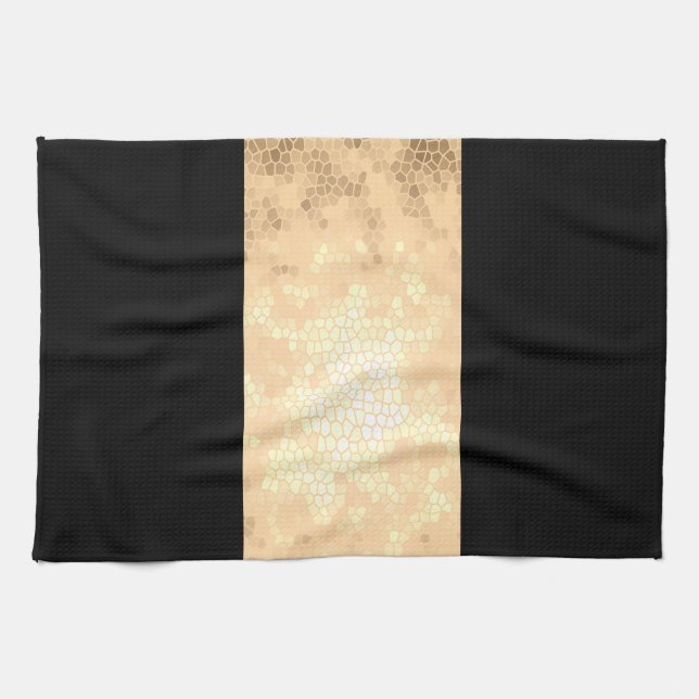 elegant clear faux gold and black stripes tea towel (Horizontal)