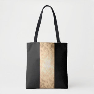 elegant clear faux gold and black stripes tote bag