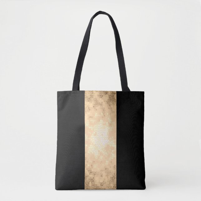 elegant clear faux gold and black stripes tote bag (Front)