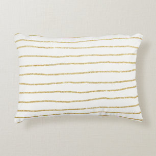 elegant clear faux gold glitter stripes pattern decorative cushion