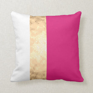 elegant clear faux gold pink white stripes cushion