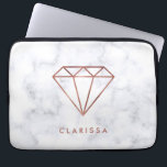 elegant clear faux rose gold diamond white marble laptop sleeve<br><div class="desc">Modern and trendy design featuring faux rose gold diamond and white marble.</div>