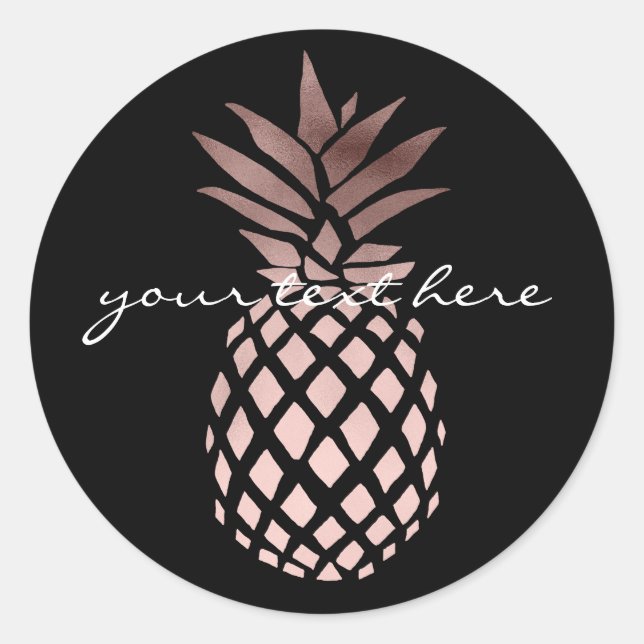 elegant clear faux rose gold tropical pineapple classic round sticker (Front)