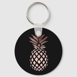 elegant clear faux rose gold tropical pineapple key ring