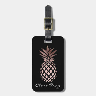 elegant clear faux rose gold tropical pineapple luggage tag