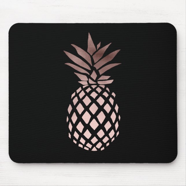 elegant clear faux rose gold tropical pineapple mouse mat (Front)