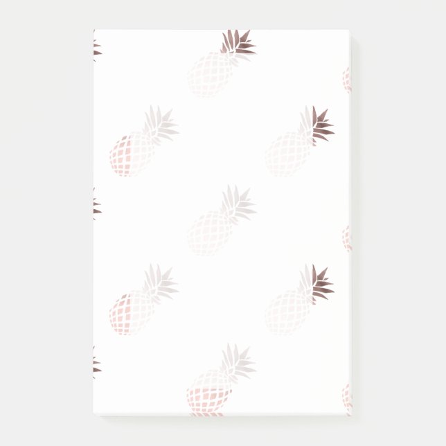 elegant clear faux rose gold tropical pineapple post-it notes (Front)