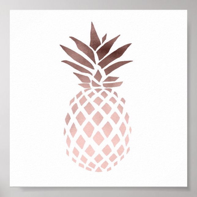 elegant clear faux rose gold tropical pineapple poster (Front)
