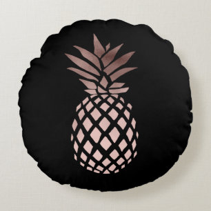 elegant clear faux rose gold tropical pineapple round cushion