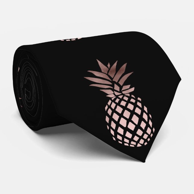 elegant clear faux rose gold tropical pineapple tie (Rolled)