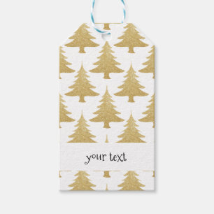 elegant clear gold glitter Christmas tree pattern Gift Tags