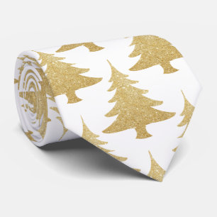 elegant clear gold glitter Christmas tree pattern Tie