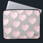 elegant clear light pink love heart pattern laptop sleeve<br><div class="desc">Minimalist,  modern and clear design representing baby pink colour hearts pattern on a trendy warm grey background.</div>