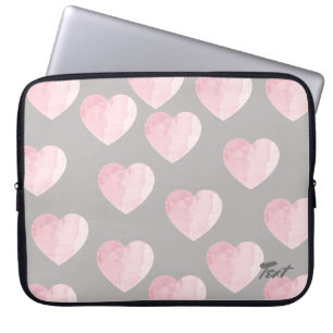 elegant clear light pink love heart pattern laptop sleeve