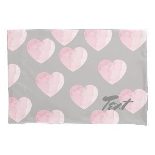 elegant clear light pink love heart pattern pillowcase