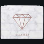 elegant clear rose gold foil diamond white marble iPad cover<br><div class="desc">Modern and trendy design featuring faux rose gold foil diamond and white marble.</div>