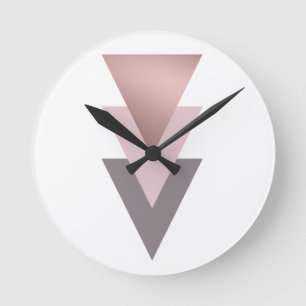elegant clear rose gold geometric triangles round clock
