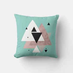 elegant clear rose gold mint geometric triangles cushion
