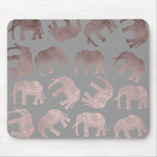 elegant clear rose gold tribal elephant pattern mouse mat