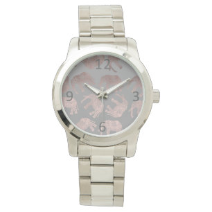 elegant clear rose gold tribal elephant pattern watch