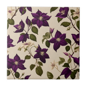 Elegant Clematis Vine Tile