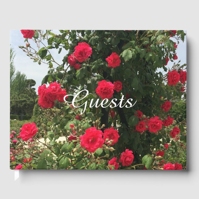 Elegant Climbing Red Roses Guest Book (Front)
