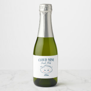 elegant cloud 9 bachelorette party sparkling wine label